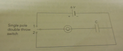Draw a sketch of the approximate brightness of the bulb as a function of time for the above case where you move the switch to position 1 after it has been in position 2 for a long time.