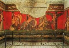 Dionysis Mystery Frieze
S: initiation rites of mysterious religion (cult of Bacchus?)
T: 50-30 BCE
A: unknown
M: fresco wall painting
P: House of Publius Fannius Synistor/ Villa of the Mysteries, Pompeii
S: Ancient