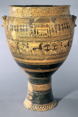 Geometric krater, from the Dipylon cemetery, Athens, Greece,
ca. 740 bce. 3 41–2  high.Metropolitan Museum of Art, New York
