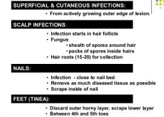 •  Infection  - close to nail bed
•  Remove as much diseased tissue as possible 
•  Scrape inside of nail