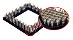 This socket method uses holes aligned in uniform rows around the socket to receive the pins on the bottom of the processor. 


This method in longer used in computers because the small delicate pins on the processor were easily bent as the process...