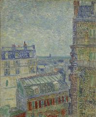 Around 1886, Van Gogh travels to Paris and is inspired by which art movement? (Hint: he attempts to copy the style of Seurat in this painting)