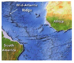 The image shows the Mid-Atlantic Ridge, a submarine volcanic mountain belt that is a key location in the process of: