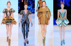 The print is predetermined to appear in specific areas of the garment. 

ie. Alexander McQueen (may his soul rest in peace)