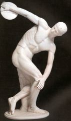 Formal Analysis


Diskobolos (Discus Thrower)


Myron / Athens, Greece /


Classical Greek


450 BCE


 


Content


-discus thrower


→ sport/game 


-athlete 


-natural man


 


Style


-dynamic position → worki...