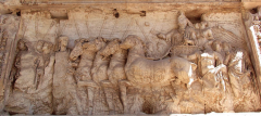 Triumph of Titus, relief panel from
the Arch of Titus, Rome,
Italy, after 81 ce.Marble,
7 10 high