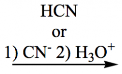 Type of reaction: Reaction with HCN to form "cyanohydrin"