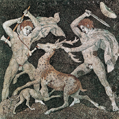 Gnosis, Stag hunt, from Pella, Greece, ca. 300 bce. Pebble
mosaic, figural panel 10 2 high. Archaeological Museum, Pella.
