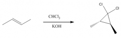 1.	 This carbene is a very reactive entity that is produced from CHCl3 in KOH.
2.	It forms a 3-membered ring where the double bond was.
3.	The reaction is stereospecific: