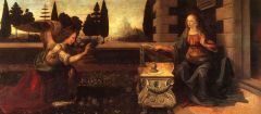 Use of color where the sky lightens as it distances from the background.

Example: "Annunciation" by Leonardo da Vinci

Understanding: Using atmospheric perspective helps make the painting look more naturalistic; a key component of Renaissance...