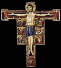 "Living Christ"

Example: Uffizi's "Christus Triumphans", some Gothic style Crucifixion paintings

Understanding: the transition from Christus Triumphans to Christus Patiens directly exemplifies the shift from Gothic style to Renaissance style...