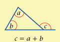 What angles do the exterior angles in a triangle equal