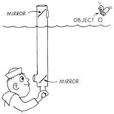 an apparatus consisting of a tube attached to a set of mirrors or prisms, by which an observer (typically in a submerged submarine or behind a high obstacle) can see things that are otherwise out of sight.
