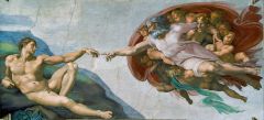 Lacking life - God gives life

Example: Adam in the "Creation of Adam" by Michelangelo in the Sistine Chapel