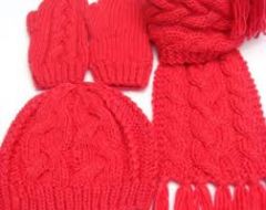 knitting scarves, sweaters, gloves