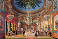 -Eclectic
- John NASH, Royal Pavilion at Brighton, England, 1815-23  -built in 3 stages
-Borrowed motifs on interior and exterior from British colony in India (Mughal architecture)
-"wedding cake" architecture- fantasy, imaginative