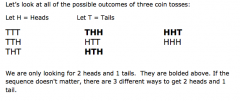 There are 3 different ways to get 2 heads and 1 tail and 8 total possible outcomes, so the probability is 3/8.
