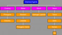 -Nerve agents
-Blister agents
-Blood agents
-Choking agents