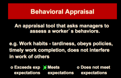 ADVANS:
The main advantage of a behavioral approach is that the performance standards are unambigu- ous and observable.
Behavioral scales also provide employees with specific examples of the types of behaviors to engage in (and to avoid) if they...