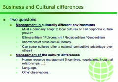 Management in is more the approach (e.g. ethnocentrism, things to consider) whereas management of is more the interactions, human resources decisions, language, etc