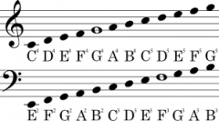 Indicates pitch of notes