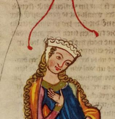 A Fabric band worn under the chin by medieval Women.