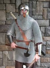 Protective garments worn by knights, Made of linked steel rings.