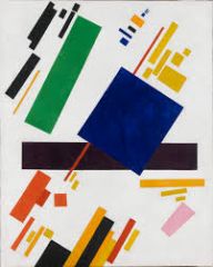 flat, 
geometric shapes collaged together

“the supremacy of pure feeling in creative art" Malevich