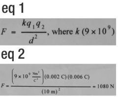 The force between two charge depends directly on the magnitude of each charge and inversely on the  square of the distance between the charges. [eq1] is the proportionality constant, q1 and q2 are the magnitudes of the charges, d is the distance...