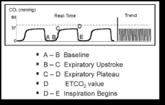 The normal capnogram is a waveform which represents the carying CO2 level throughout the breath cycle.

D: the highest point; end tidal concentration