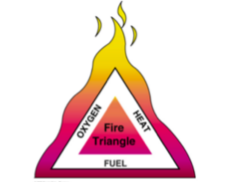 - Combustible substance (fuel)- Temperature high enough to cause combustion (heat)
- Enough oxygen to sustain combustion (>16%)


