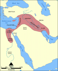 The Fertile Crescent is the region in the Middle East which curves, like a quarter-moon shape, from the Persian Gulf, through modern-day southern Iraq, Syria, Lebanon, Jordan, Israel and northern Egypt.
