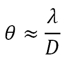 Where:
• θ is the minimum angle that can be resolved (radians)
• λ is the wavelength (metres)
• D is the diameter of the aperture (metres)