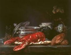 In her painting Still Life with Lobster, Anna Vallayer-Coster establishes emphasis through