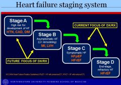 Stage B is asymptomatic HF with some sort of structural defect (e.g., MI, LVH).