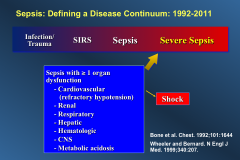 *SIRS=just sick
*Septic shock = hypotension, severe