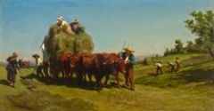 Shading from light to dark that creates the illusion that figures and objects depicted on a flat surface have roundness and bulk 
 
Ex: Rosa Bonheur. Harvest Season. Oil on canvas