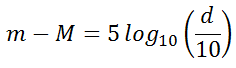 Where:
• m is the apparent magnitude
• M is the absolute magnitude
• d is the distance from Earth (pc)