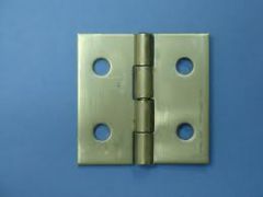 A door or window hinge consisting of two rectangular metal plates which are joined with a pin, fastened to butting surface such as the face of a jamb or edge of a door.