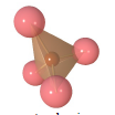What type of atom is represented by the small brown sphere in the center of this silica tetrahedron?