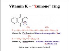 Vitamin K is absorbed in the small intestine and incorporated into chylomicrons, and distributed to tissues via low density lipoproteins. It is present in tissues in small amounts and there is little long-term storage. Naturally occuring forms: Vit K1 and