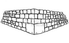 a stone that forms the base of a corner of a building, joining two walls.

S: centerpiece

A: N/A