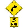 Slow to 25 mph when entering the curve