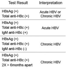 When testing for Hepatitis B virus (HBV),  how could you determine if the infection was acute or chronic?
• HBsAg 
• anti-HBc 
• IgM anti-HBc 
• anti-HBs 
• HBe / anti-HBe