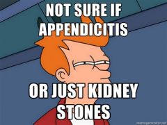 How do you tell the difference between pain coming from an appendix vs. a right sided kidney stone?
