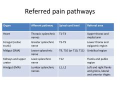 referred pain pathway
Where our AFFERENT pathways are coming from?