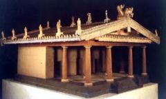 Describe the Etruscan temple and its key building materials?