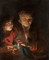 Wie heeft " De oude vrouw en jongen met kaarsen" (1616-1617) geschilderd?