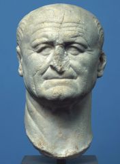 Portrait of Vespasian, 75 CE, Early Empire
old, not idealized like Augustus, emphasizing his power/wisdom like in Republic
He was emperor after Nero (who was awful), so he needed to show that he was wise and not impulsive
was built after his death