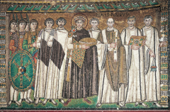 Justinian, Bishop Maximanus, attendants
526-547 CE
San Vitale, Ravenna